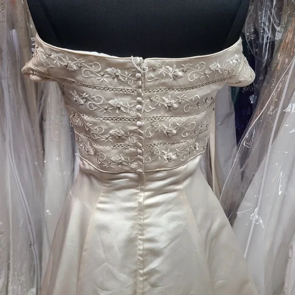 100% Silk Ivory/Champagne Wedding Gown - Picture 5 of 6